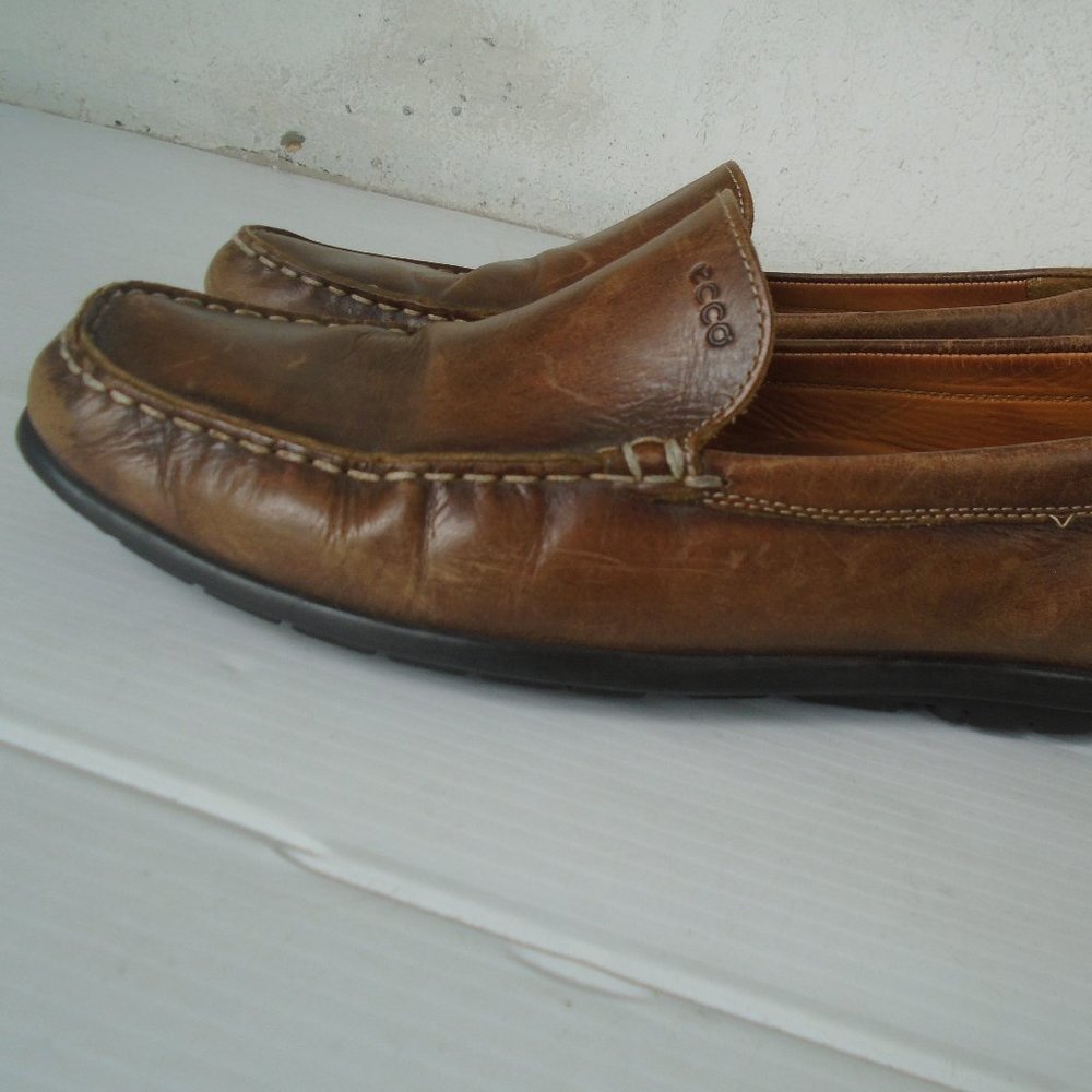 Ecco Men's Leather Slip-On Driving Moccasin Loafers Size 11-11.5 (45 EU) Brown